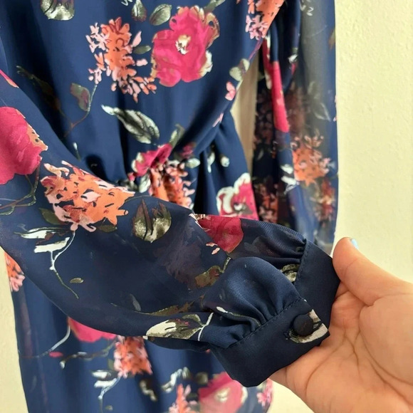 Lulus Pretty Pretender Navy Floral Print Dress sz M - Picture 6 of 15